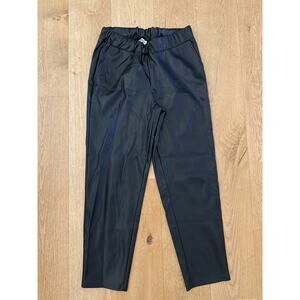 Lisadnyc The Drop - Vegan Leather Pull On Jogger Pants in Black